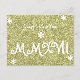 Happy New Year 2017 Gold Glitter Roman Numeral Holiday Postcard