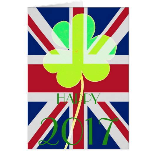 Happy New Year 2017 Irish Shamrock UK Flag Funny (Front)