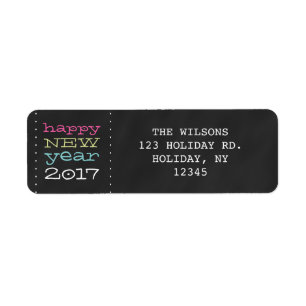 Happy New Year 2017 Whimsical Holiday Label