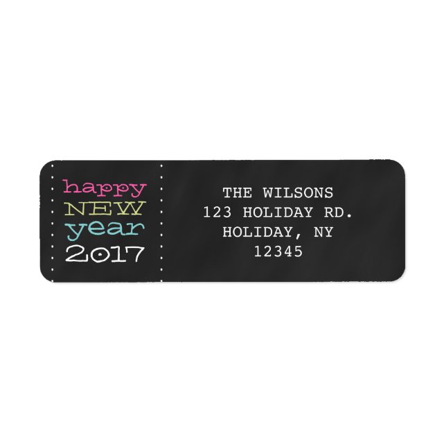Happy New Year 2017 Whimsical Holiday Label (Front)