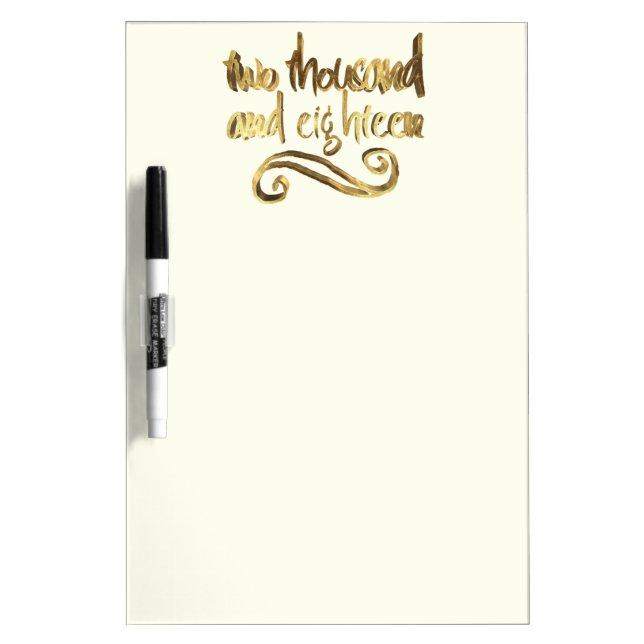Happy New Year 2018 Notes Gold Ivory Typography Dry-Erase Board (Front)