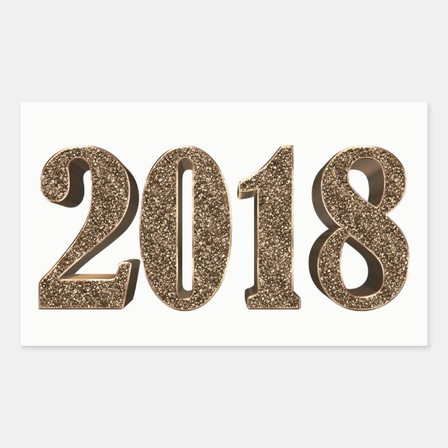 Happy New Year 2018 Number Elegant Gold Typography Rectangular Sticker (Front)