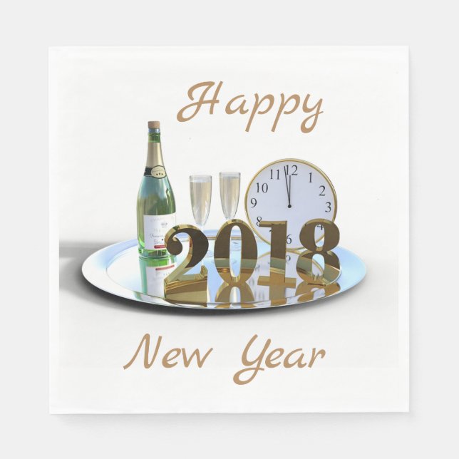 Happy New Year 2018 Paper Napkins (Front)