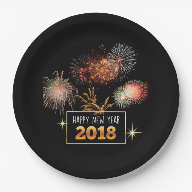 Happy New Year 2018 Paper Plates (Front)