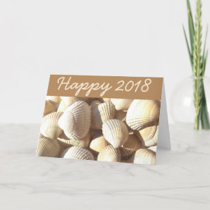 Happy New Year 2018 Sea Shells Summer Tropical Holiday Card