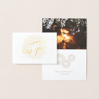 Happy New Year 2018 Shining Golden Rays Foil Card