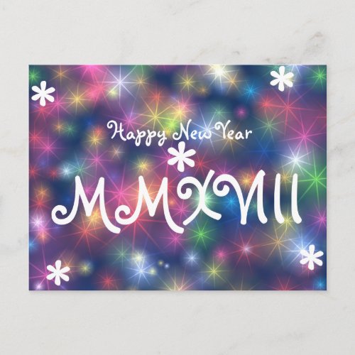 Happy New Year 2018 Stars Light Roman Numeral Holiday Postcard