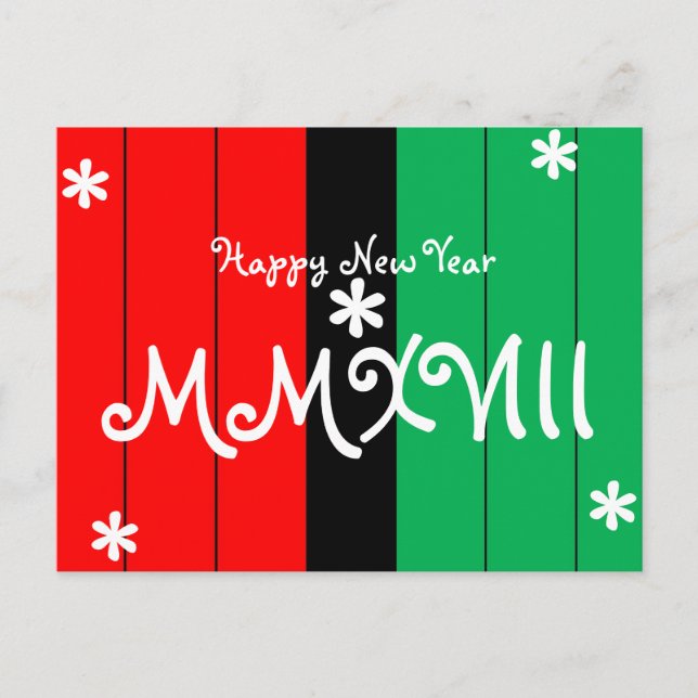 Happy New Year 2018 Striped Kwanzaa Colors Holiday Postcard (Front)