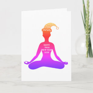 Happy New Year 2018 Yoga meditation Greeting Card