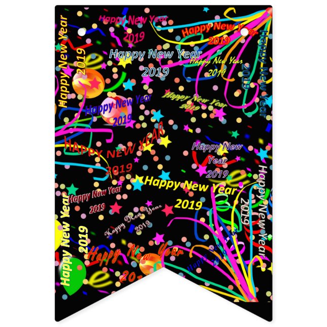Happy New Year 2019, Bunting Banner (First Flag)