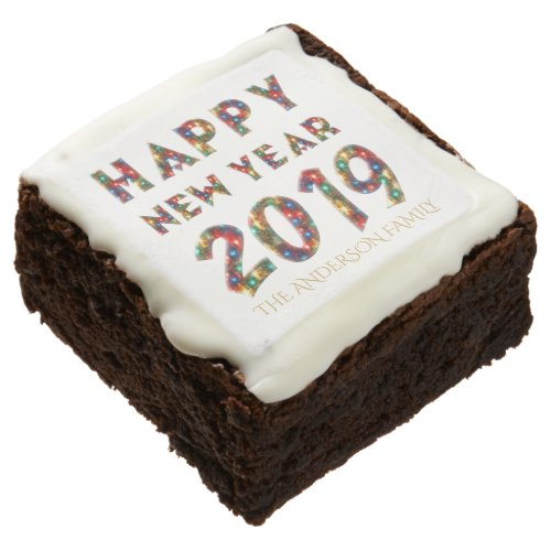 Happy New Year 2019 Colorful Fireworks Typography Brownie