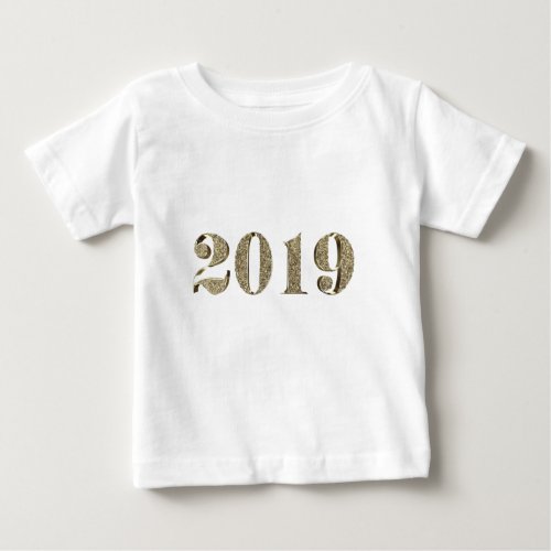 Happy New Year 2019 Elegant Gold Look Typography Baby T_Shirt