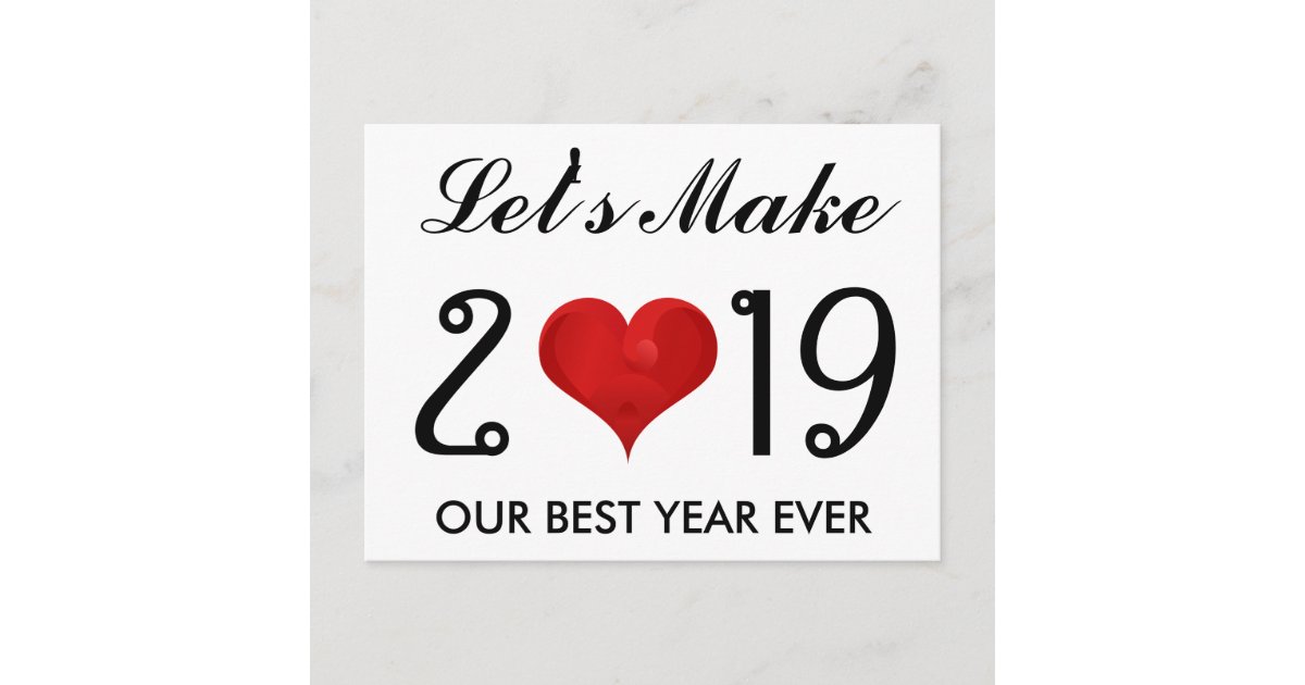 Happy New Year 19 Motivational Quote Heart Holiday Postcard Zazzle Com