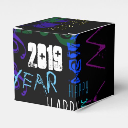 Happy New Year 2019 Pop Colors Favor Cube Favor Boxes