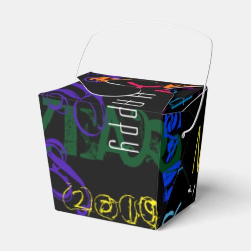 Happy New Year 2019 Pop Colors Favor Take Out Favor Boxes