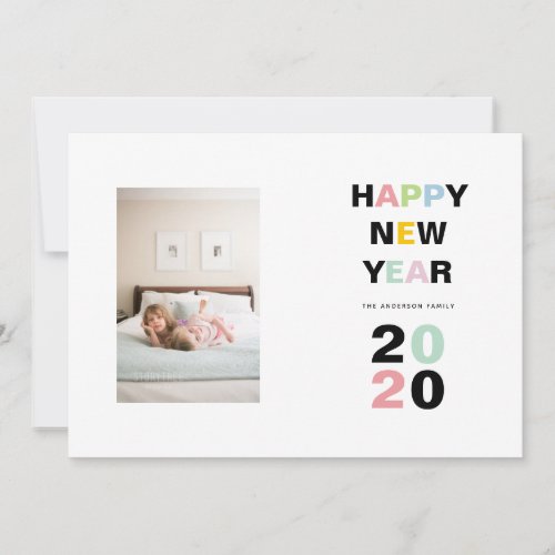 Happy New Year 2020 colorful typography  photo Holiday Card