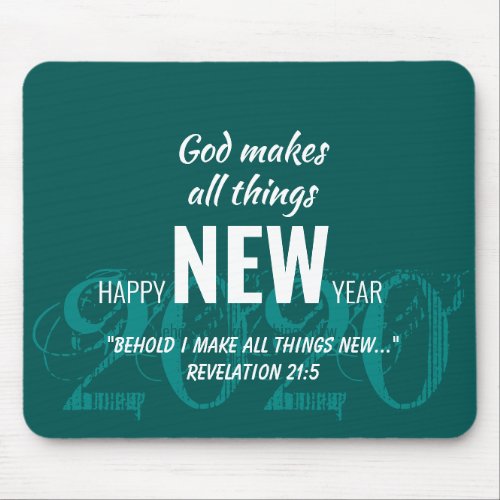 HAPPY NEW YEAR 2020 Customized Scripture TEAL Mouse Pad