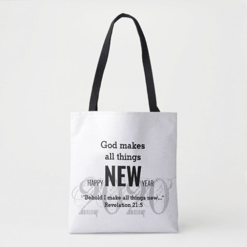 HAPPY NEW YEAR 2020 Customized Scripture WHITE Tote Bag