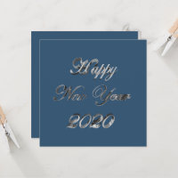 Happy New Year 2020 Elegant Corporate Blue Silver Card