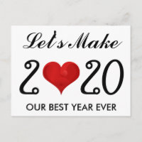 Happy New Year 2020 Motivational Quote Heart Holiday Postcard