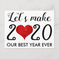 Happy New Year 2020 Motivational Quote Heart Holiday Postcard