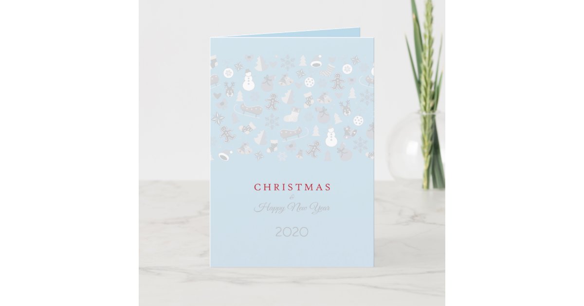Happy New Year 2020 Silver Christmas Characters Holiday Card