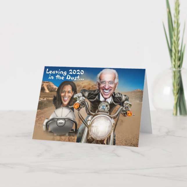 Happy New Year 2021, Biden & Harris Bikers Card (Front)