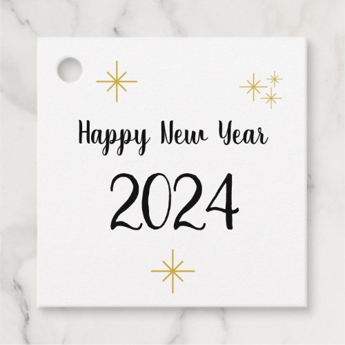 Happy New Year 2021 Black Gold Elegant Typography Favor Tags