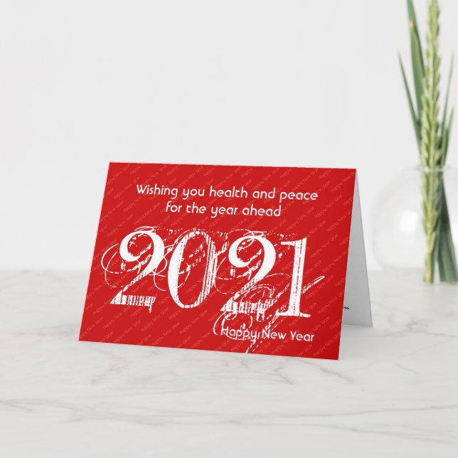 HAPPY NEW YEAR 2021 | Customizable Any Year RED Holiday Card (Front)