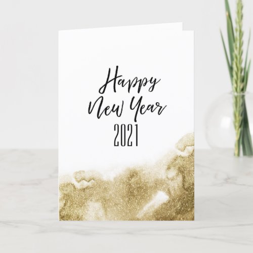 Happy New Year 2021  Festive Gold Abstract Holiday Card