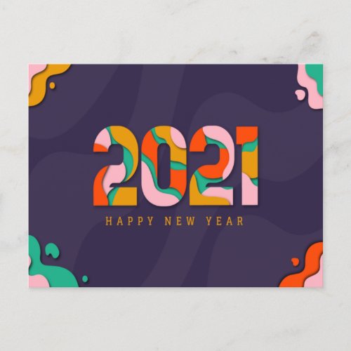 HAPPY NEW YEAR 2021 ILLUSTRATION DESIGN HOLIDAY POSTCARD