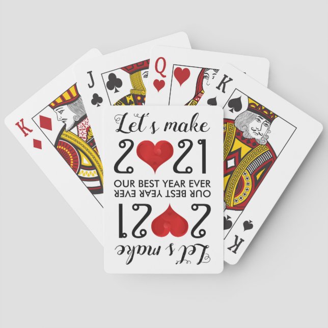Happy New Year 2021 Motivational Quote Heart Poker Cards (Back)
