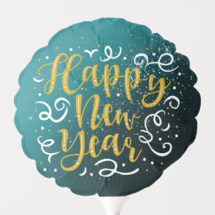 Happy new year 2021 turquoise elegant balloon