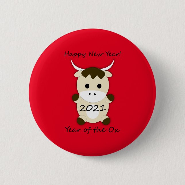 Happy New Year 2021 Year of the OX Button (Front)