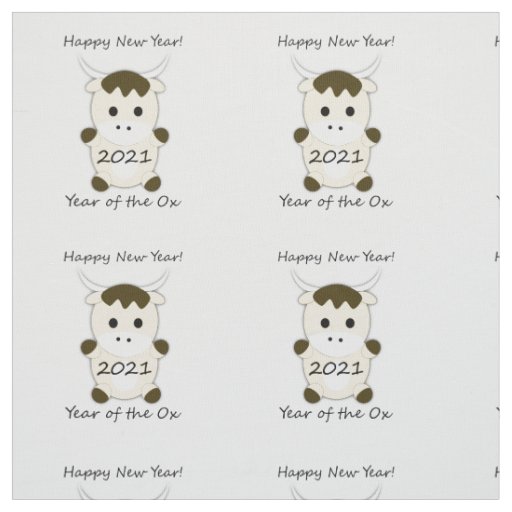 Happy New Year 2021 Year of the Ox Fabric
