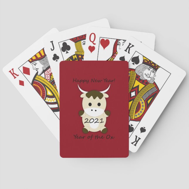Happy New Year 2021 Year of the Ox Poker Cards (Back)