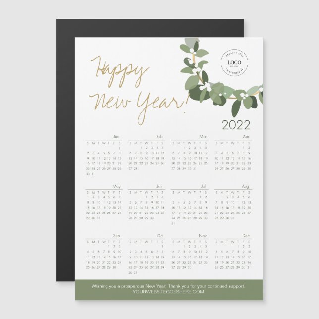 Happy New Year 2022 Calendar Custom Logo website (Front/Back)