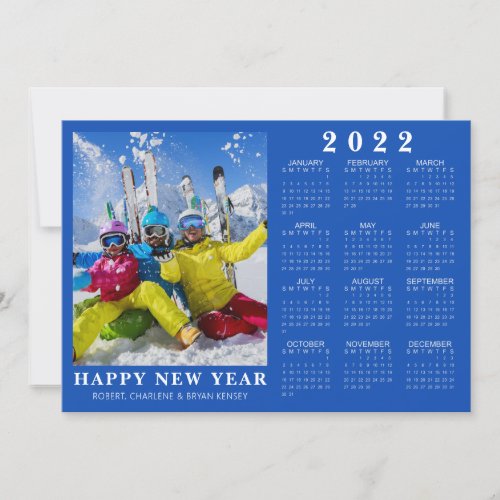 HAPPY NEW YEAR 2022 Calendar Photo Your Color Holiday Card