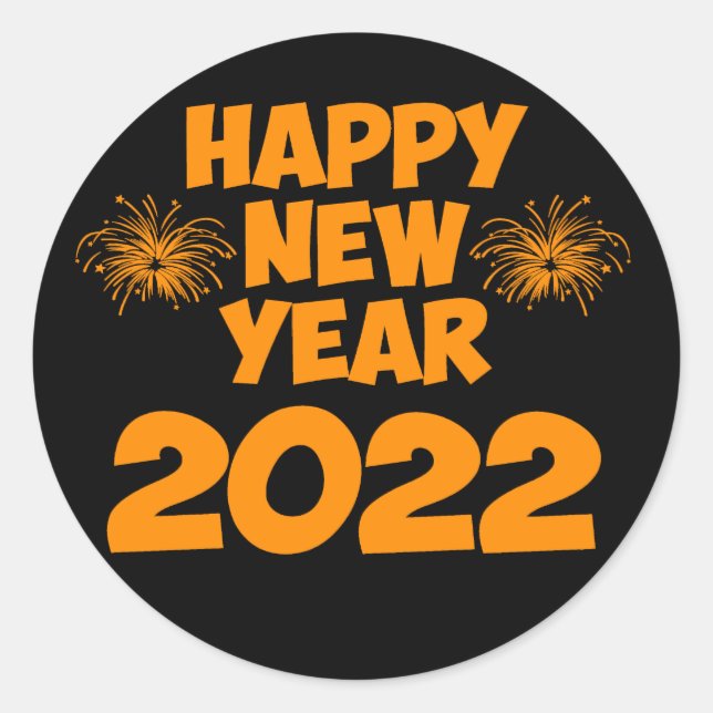 happy new year 2022 classic round sticker (Front)
