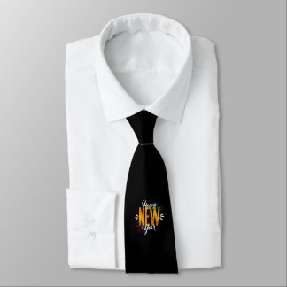 Happy New Year 2022 Design with Fireworks Neck Tie