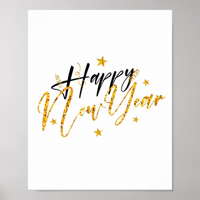 Happy New Year 2022 Design with Glittered Letter Poster (Front)
