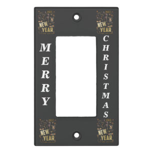 Happy New Year 2022, Holiday Gold Glitter Festive Light Switch Cover