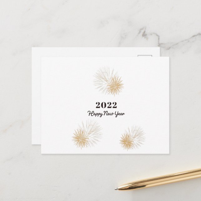 Happy New Year 2022 Holiday Postcard (Front/Back In Situ)
