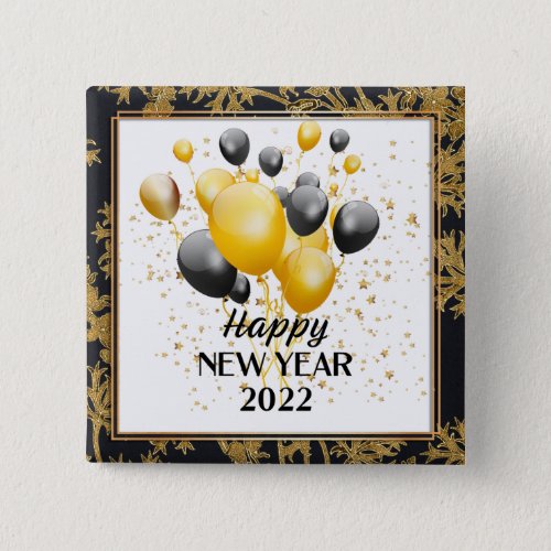 Happy New Year 2022 sparkle glitter and shine Button