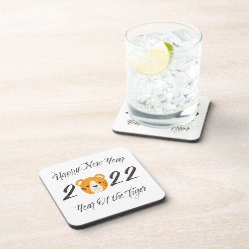 Happy New Year 2022 Year of the Tiger Beverage Coaster