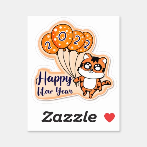 Happy new year 2022year of the tiger zodiac sticker