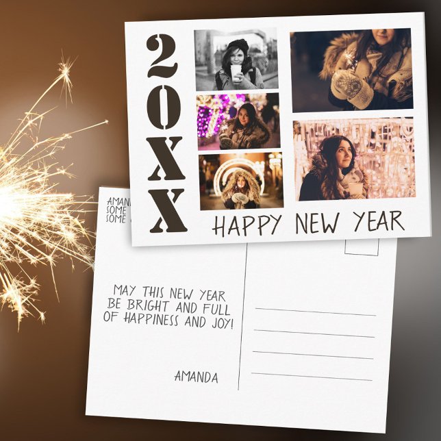 Happy New Year 2023 5 Photo Collage Postcard (Creator Uploaded)