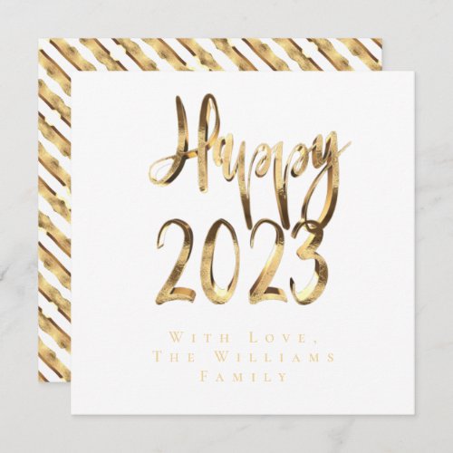 Happy New Year 2023 Elegant Faux Gold Script Holiday Card
