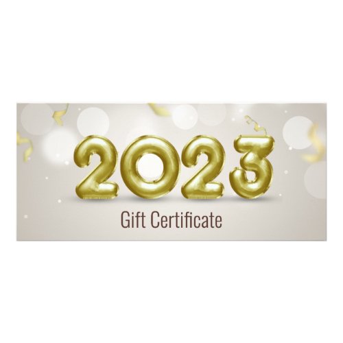 Happy New Year 2023 Elegant Gold Foil Balloon Gift Rack Card