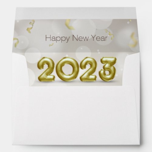 Happy New Year 2023 Elegant Gold Foil Balloons Envelope